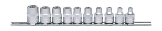 Ks Tools 911.3930, Støpselsett, 3/8", 10 Hoder, Kromvanadiumstål, Din 3120, Iso 1174, 310 G