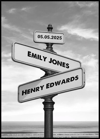 Crossroads of Love Personalized Signpost Plakat Plakat / 21x30cm Crossroads of Love Personalized Signpost Plakat Plakat / 21x30cm
