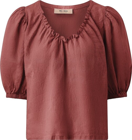 MOS MOSH Bluse mmTaissa Linen Blouse Rød