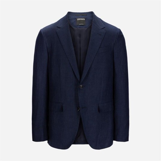 Zegna Formal Wool Blend Jacket - Blue Navy Check Blå 54 Zegna Formal Wool Blend Jacket - Blue Navy Check Blå 54