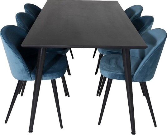 Venture Home Spisegruppe Dipp med 6 spisestoler Velvet Blå Venture Home Spisegruppe Dipp med 6 spisestoler Velvet Blå
