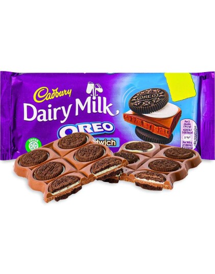 Cadbury Dairy Milk Oreo Sandwich   Sjokoladeplate med Oreobiter 96 gram