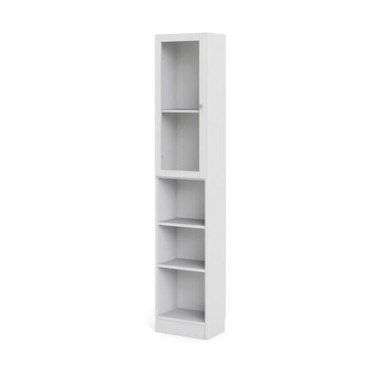 Base reol 1 glassd?r og 2 hyller hvit.