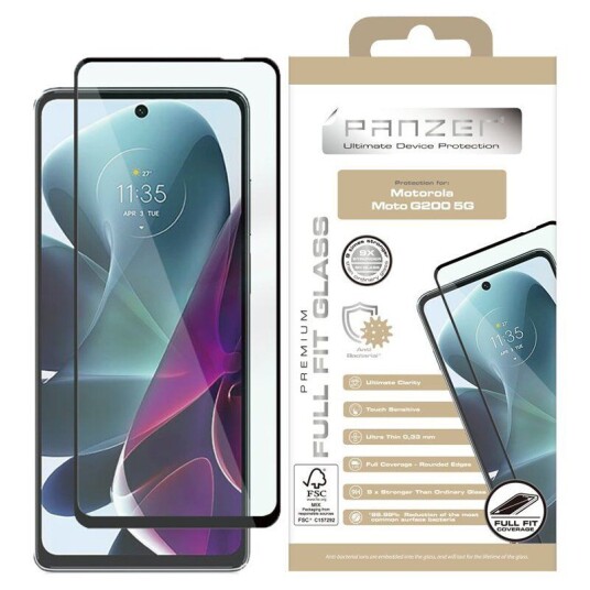 PANZER Motorola Moto G200 5G PANZER Premium Full-Fit Glass - Herdet Glass - Svart Kant