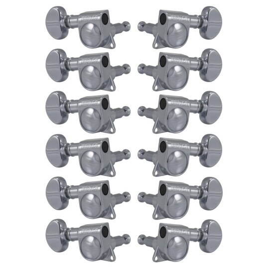 Grover 305c12 Mid-Size Rotomatics 12-Str W/round Button, 6 + 6 - Chrome