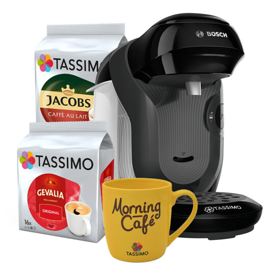 Tassimo Style (svart) til Tassimo. +2 pakker kapsler + kaffekrus
