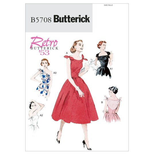 Butterick 5708- Retro Kjole A5 (6-8-10-12-14)