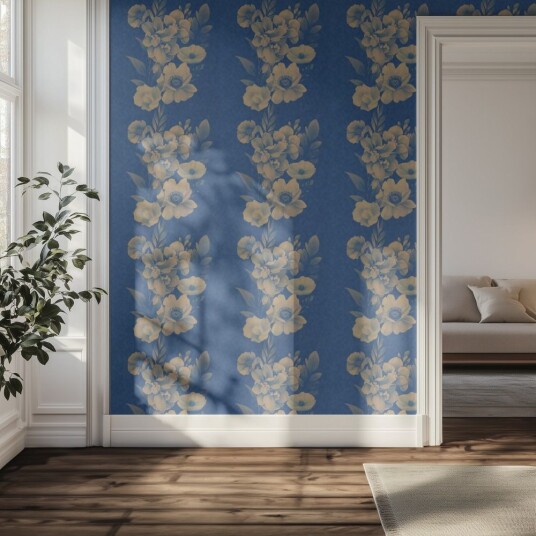 Tapet Blomster Blått Mønster Tapet Blomster Blått Mønster