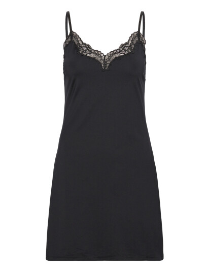 Lindex Slip Dress Micro W Lace Trim A   Black   S
