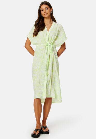 VILA Limia Maya S/S Midi Dress Lettuce Green AOP:Ma 38
