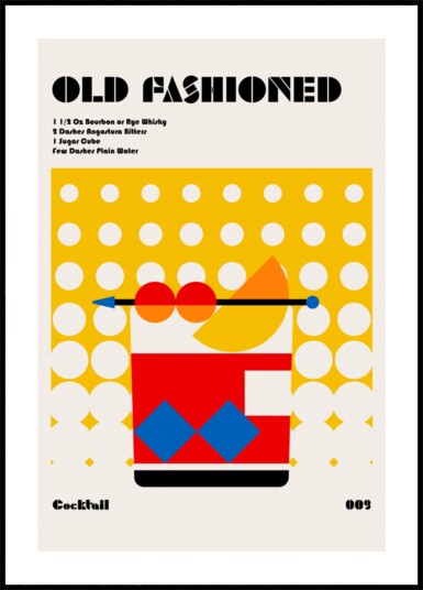 Old Fashioned Cocktail Recipe Plakat / 50x70 Old Fashioned Cocktail Recipe Plakat / 50x70