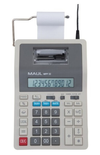Maul Mpp 32, Desktop, Printing, 12 Sifre, 1 Linjer, Batteri, Grå, Hvit