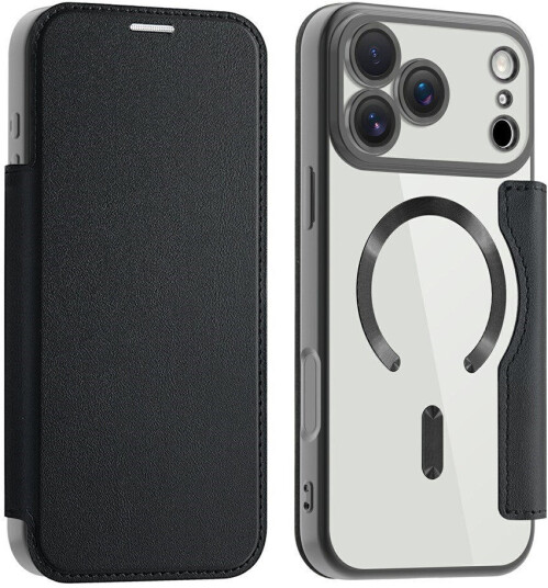 EIDERWOOD iPhone 17 Pro Max Flipp Deksel med Gjennomsiktig Bakside – MagSafe Kompatibel – Svart