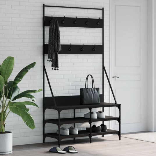 Klesstativ med skooppbevaring svart 100x40x184 cm 8721012196292