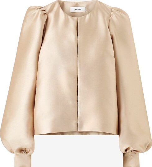 Joelle Blusejakke i sateng med lange ermer Beige Joelle Blusejakke i sateng med lange ermer Beige