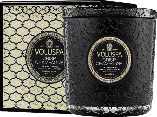Voluspa Crisp Champagne Boxed Luxe Jar Candle 80H Svart