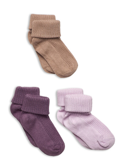 Minymo Baby Sock Rib (3 Pack) Purple 19-22 Minymo Baby Sock Rib (3 Pack) Purple 19-22