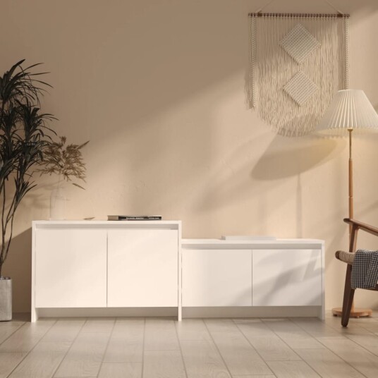 vidaXL TV-benk hvit 146,5x35x50 cm konstruert tre