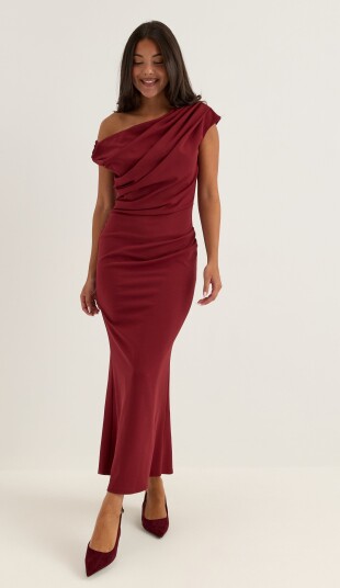 Bubbleroom Occasion Asymmetric Draped Midi Dress