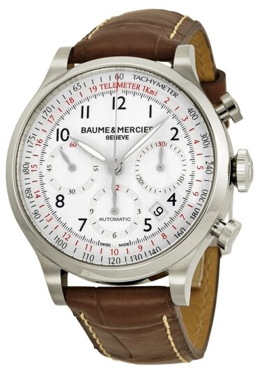 Baume & Mercier Herreklokke MOA10082 CAPELAND Hvit/Lær Ø42 mm