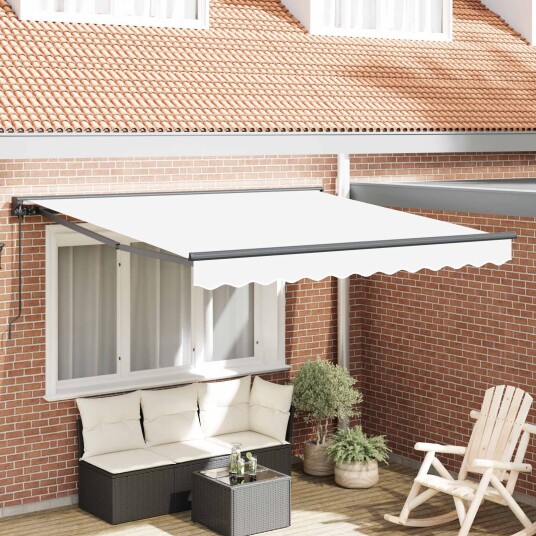 Innvendbar Markise Hvit 350x250 cm Stoff