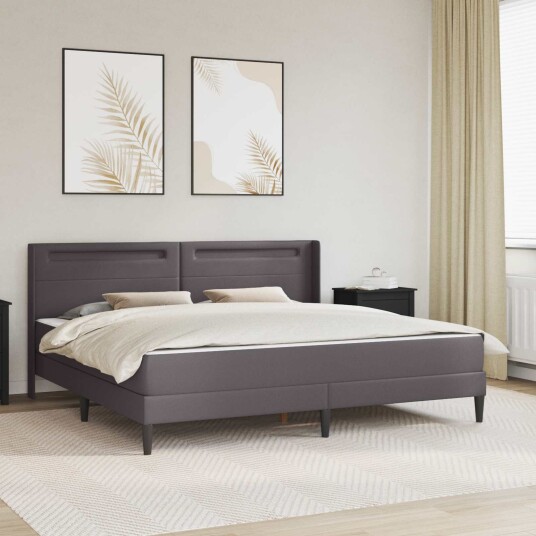 vidaXL Sengeramme med madrass Grå 200 x 200 cm Kunstlær