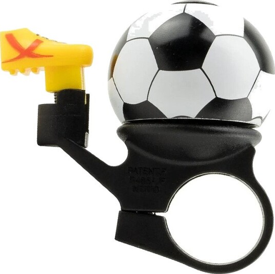 Sykkelringeklokke Simson for barn fotballmotiv klar lyd hvit svart