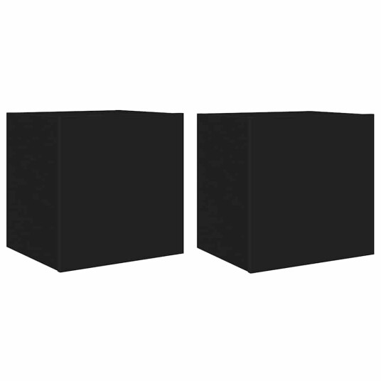  Vegghengte TV-benker med LED 2 stk svart 40,5x35x40 cm 837249