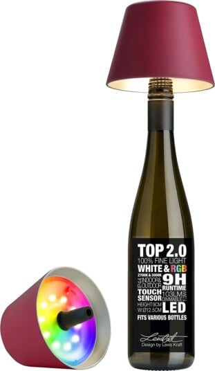 Sompex TOP 2.0 RGBW LED flaskelys   ??12,5 cm 1,3W 2700 3000K   Bordeaux
