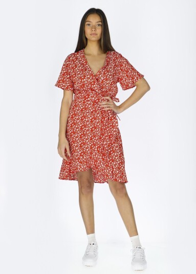 Sankt Claud Short Dress W, Red Flower, 46, Bestselger