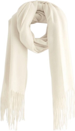 Lindex Scarf With Fringes Cream ONE SIZE