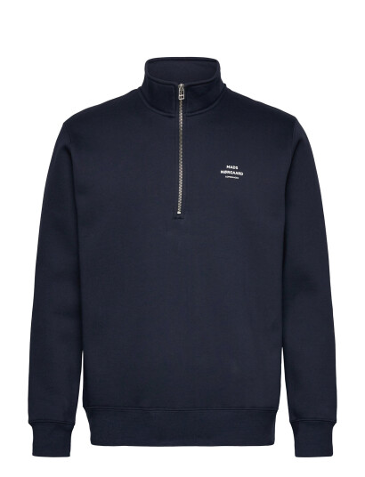 Mads Nørgaard Standard Half Zip Logo Sweat - Navy - S Mads Nørgaard Standard Half Zip Logo Sweat - Navy - S