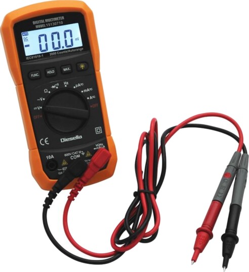 Diesella Multimeter Digital AC/DC 600 v/10 a Med Gummikappe