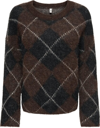 ONLY Onlnoeme Ls Pattern O Neck Knt COFFEE BEAN M