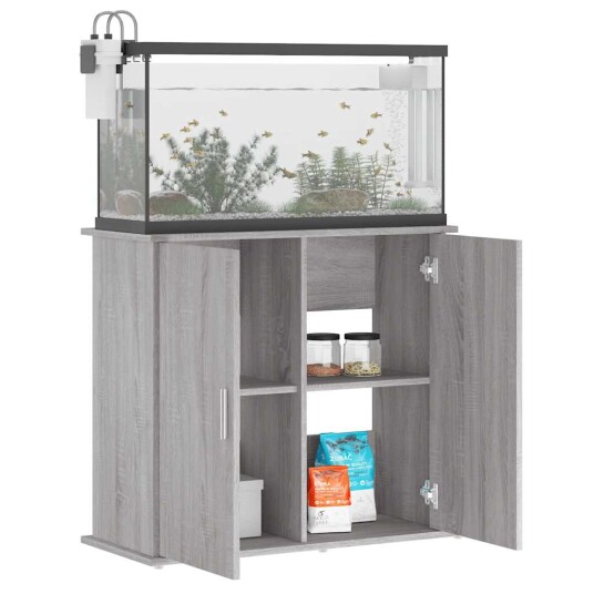 Akvariumstativ Grå Sonoma 81X36X73 cm Konstruert Tre