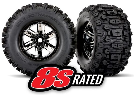 Traxxas 7774A Tires & Wheels Sledgehammer/X-Maxx Black Chrome Traxxas 7774A Tires & Wheels Sledgehammer/X-Maxx Black Chrome