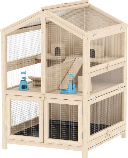 Northio 3-Etasjes Hamsterbur I Tre Med Ramper Og Hytter Northio 3-Etasjes Hamsterbur I Tre Med Ramper Og Hytter