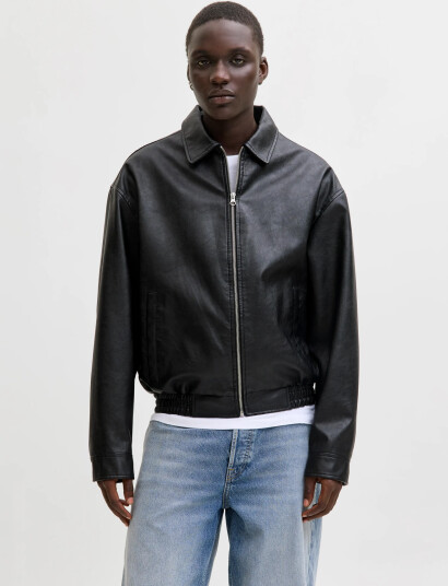 Jack & Jones Jjleon Pu Bomber Black M Jack & Jones Jjleon Pu Bomber Black M