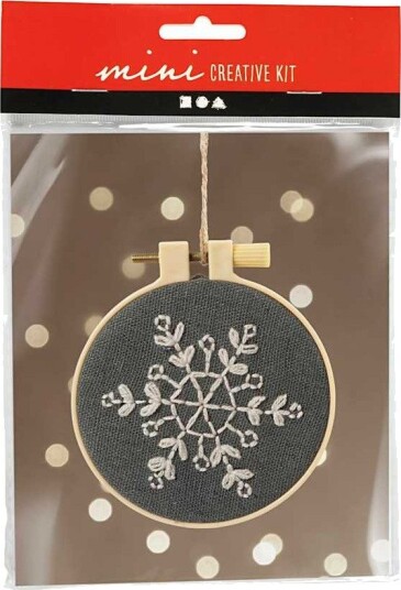 Creativ Company Mini DIY Kit Brodering Snøfnugg Grå