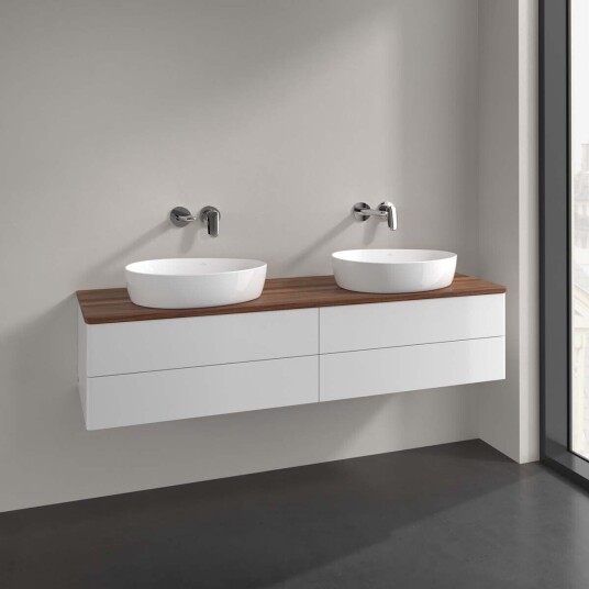 Villeroy & Boch Antao Servantskap med 4 skuffer 160x50x36 cm u/lys Hvit Blank/Valnøtt Villeroy & Boch Antao Servantskap med 4 skuffer 160x50x36 cm u/lys Hvit Blank/Valnøtt