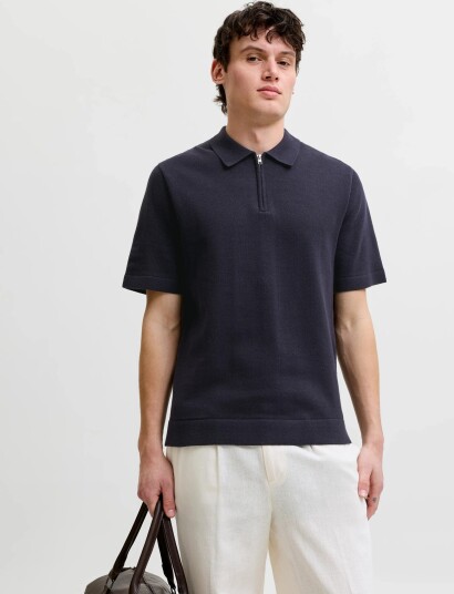 Jack & Jones Jprblamilano Spring Knit Zip Polo Ss Sn Navy S Jack & Jones Jprblamilano Spring Knit Zip Polo Ss Sn Navy S
