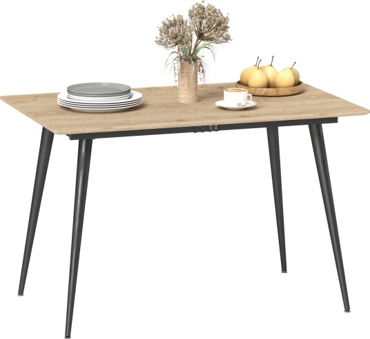 Uttrekkbart spisebord 120/160 x 75 cm kjøkkenbord for 6 8 personer moderne spisebord med stålben natur