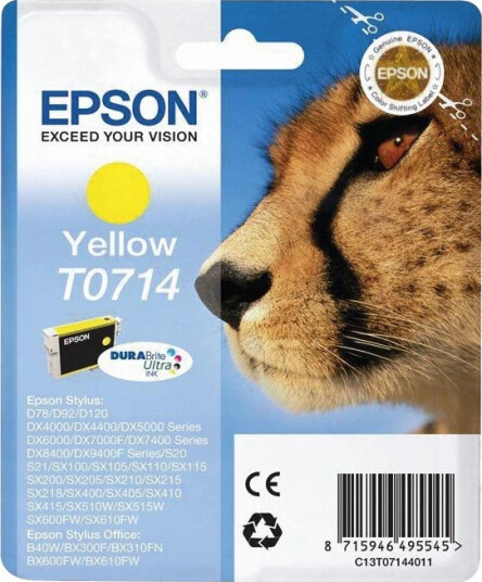 Epson Blekkpatron T0714 Gul (5.5ml) (345 sider)