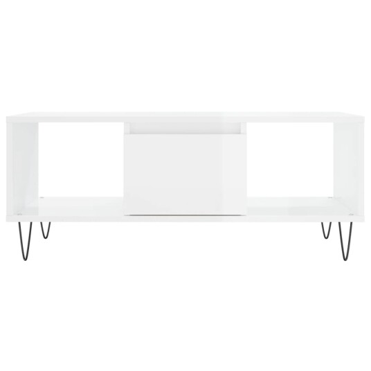 Salongbord høyglans hvit 90x50x36,5 cm konstruert tre 8721012109735