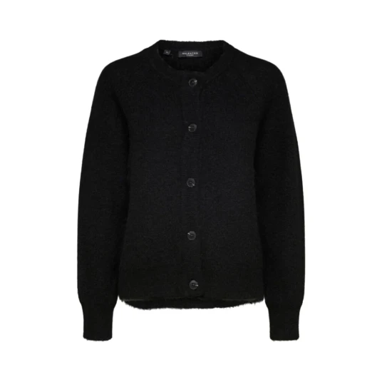 Selected Femme Lulu LS Knit Short Cardigan - Black XL Selected Femme Lulu LS Knit Short Cardigan - Black XL