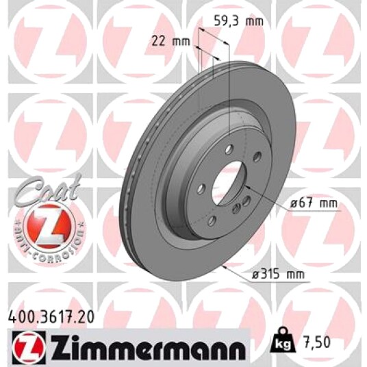 Bremseskive ZIMMERMANN 400.3617.20