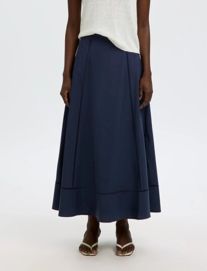 Selected Slfdelia Ankle Ladder Stitch Skirt B   Navy   34