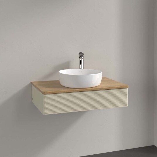 Villeroy & Boch Antao Servantskap med 1 skuff 80x50x19 cm m/lys Grå Matt/Eik