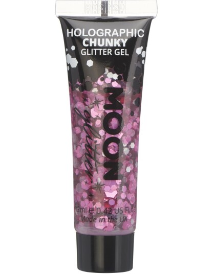 Rosa Holografisk Chunky Glittergele