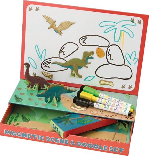 Floss & Rock Magnetic Scene & Doodle Set - Dino - GREEN - 30X23X4
